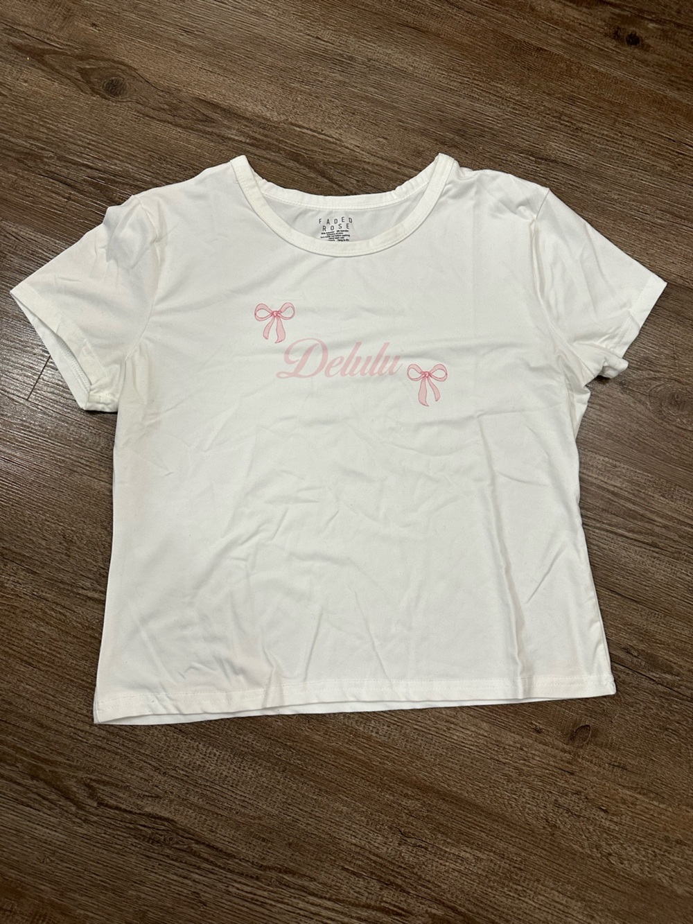 Delulu Pink Logo White Tee